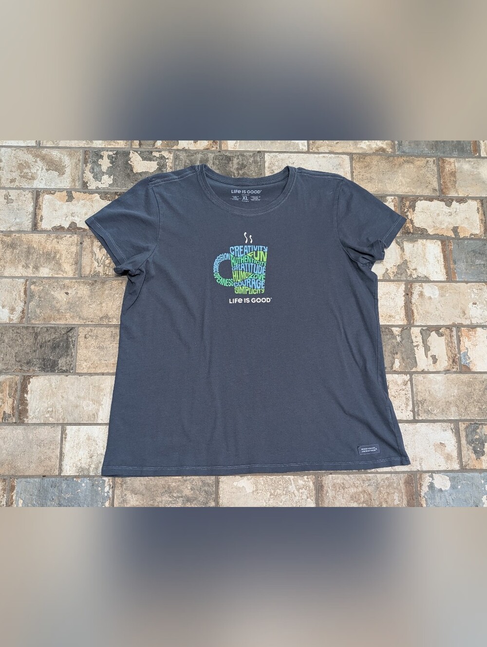 Life Is Good Kids Navy Tee with Green & Blue Graphic